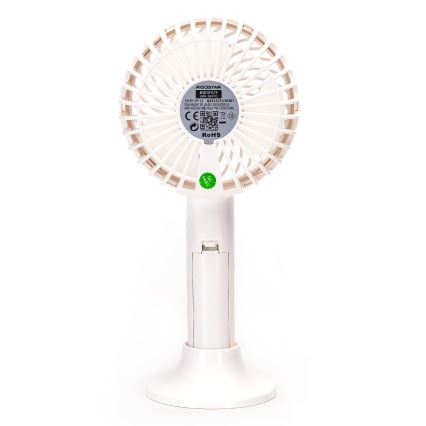 Aigostar - Lommeventilator genopladelig 3W/5V 1500mAh USB hvid