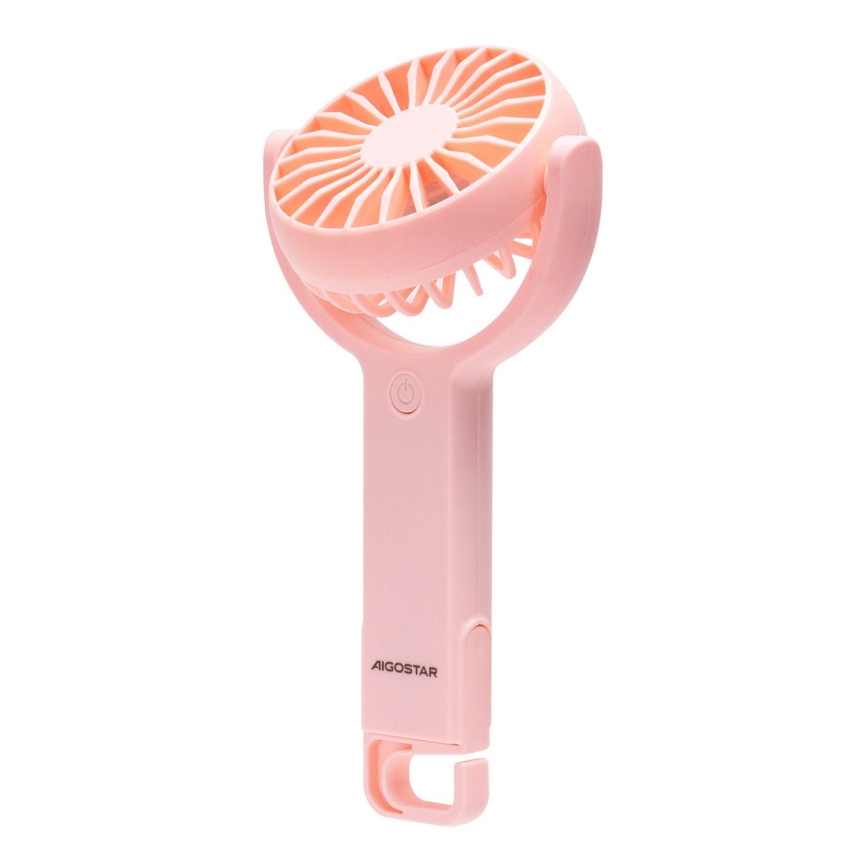 Aigostar - Lommeventilator genopladelig 4,5W/3,7V 1200mAh USB lyserød