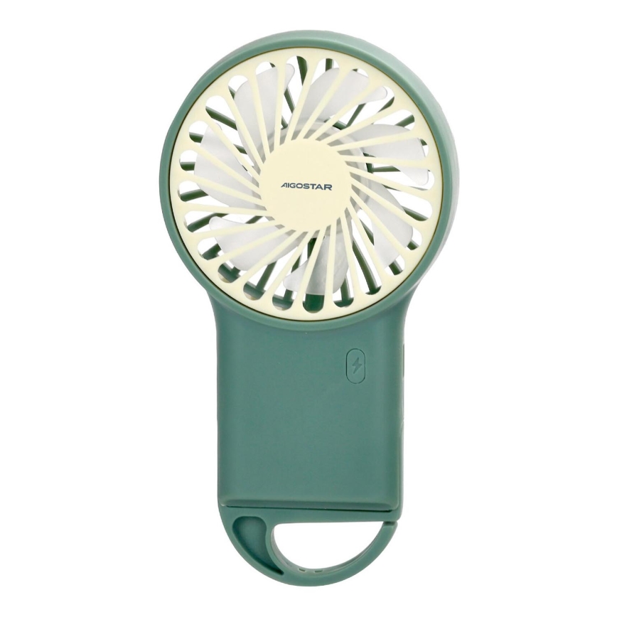 Aigostar - Lommeventilator genopladelig 4W/5V 500mAh USB grøn