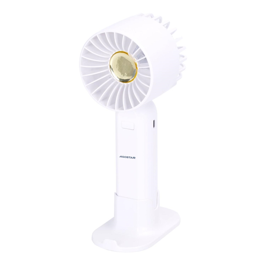 Aigostar - Lommeventilator genopladelig 4W/5V 500mAh USB hvid