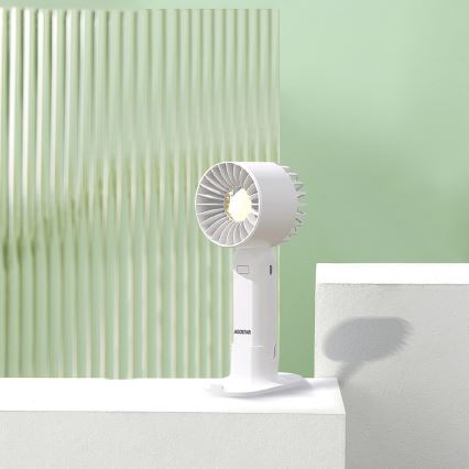 Aigostar - Lommeventilator genopladelig 4W/5V 500mAh USB hvid