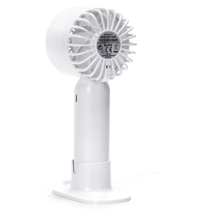 Aigostar - Lommeventilator genopladelig 4W/5V 500mAh USB hvid