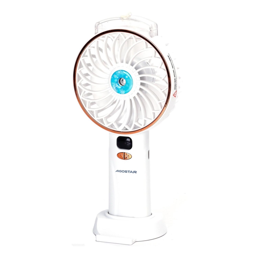 Aigostar - Lommeventilator genopladelig 5W/5V 2400mAh USB hvid