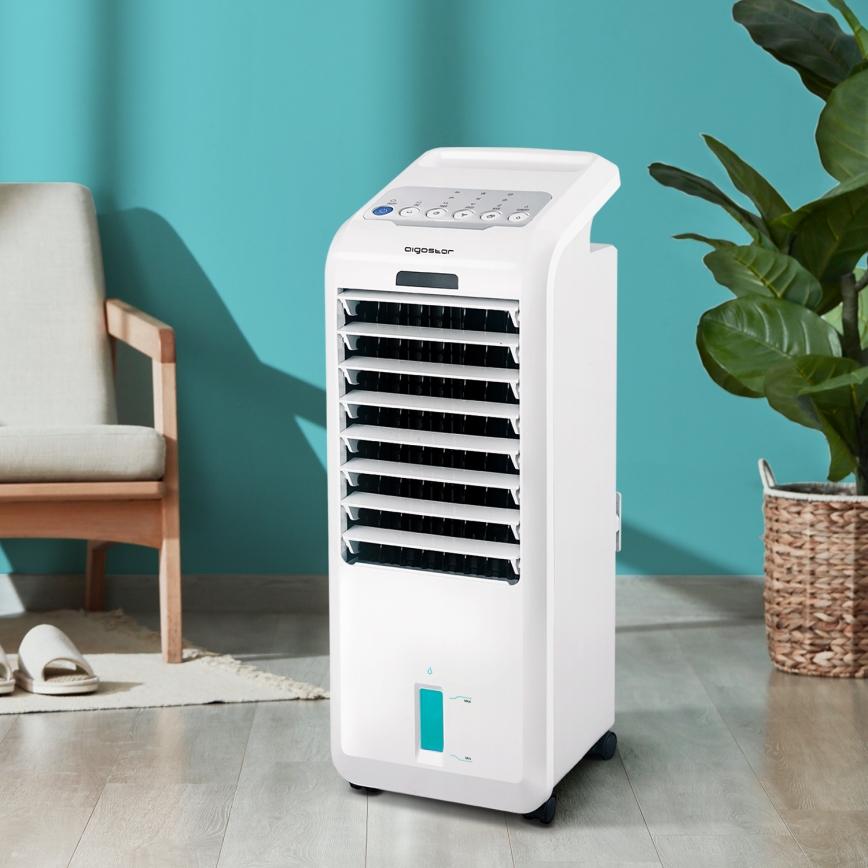 Aigostar - Luftkøler 55W/230V hvid + fjernbetjening