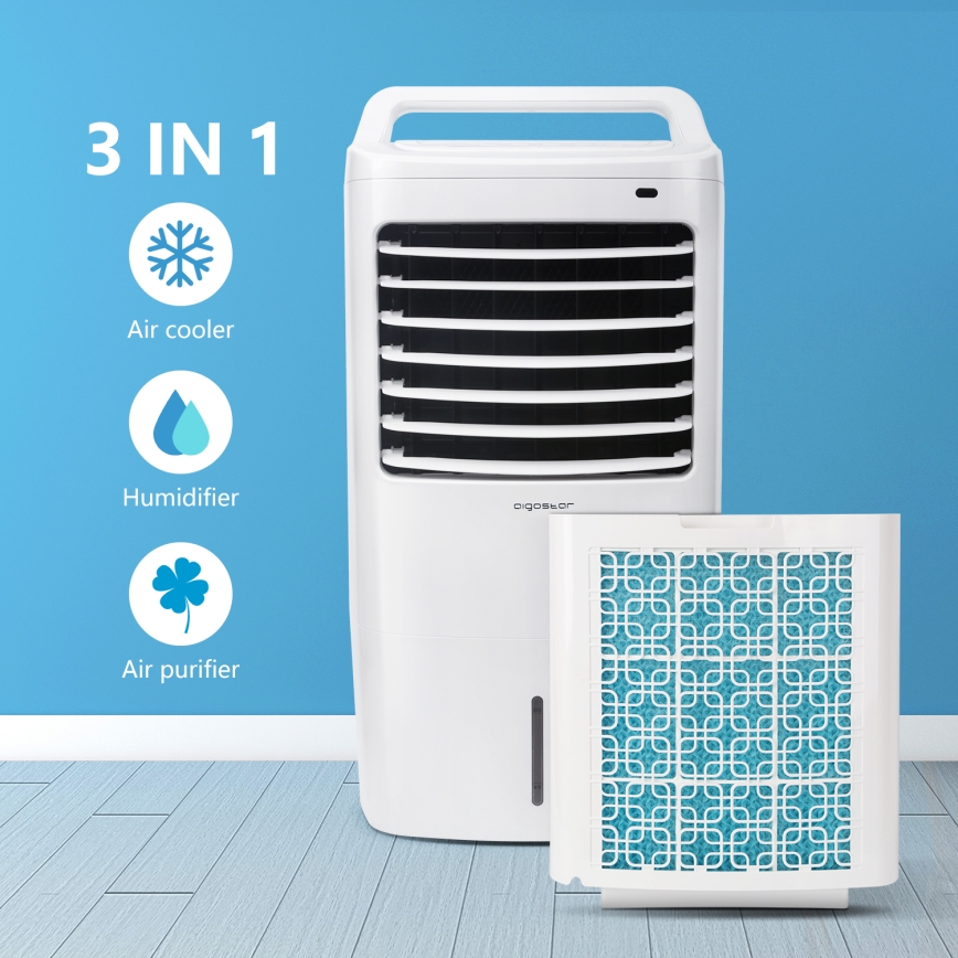 Aigostar - Luftkøler 60W/230V hvid + fjernbetjening