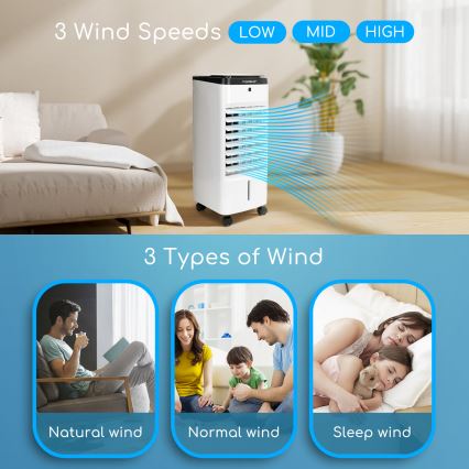 Aigostar - Luftkøler 60W/230V hvid/sort + fjernbetjening