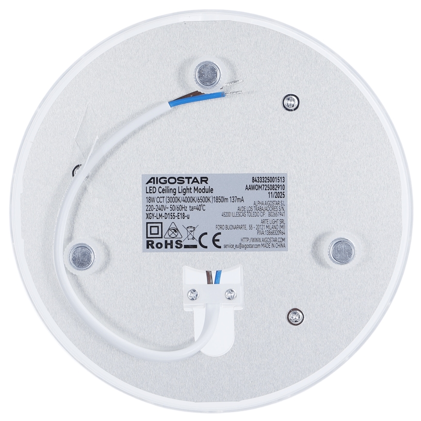 Aigostar - Magnetisk LED-modul LED/18W/230V 3000/4000/6500K