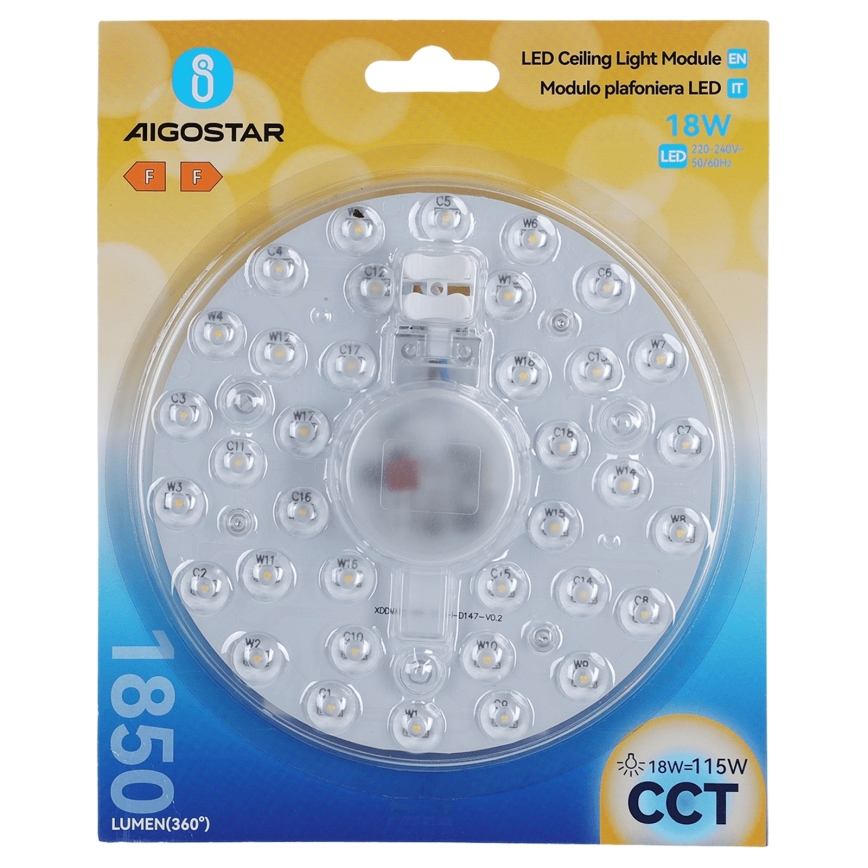 Aigostar - Magnetisk LED-modul LED/18W/230V 3000/4000/6500K