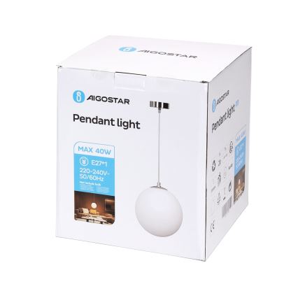 Aigostar - Pendel med ledning 1xE27/40W/230V Ø 20 cm