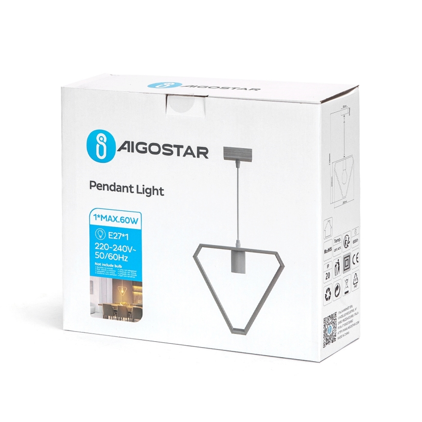 Aigostar - Pendel på ledning 1xE27/60W/230V beige
