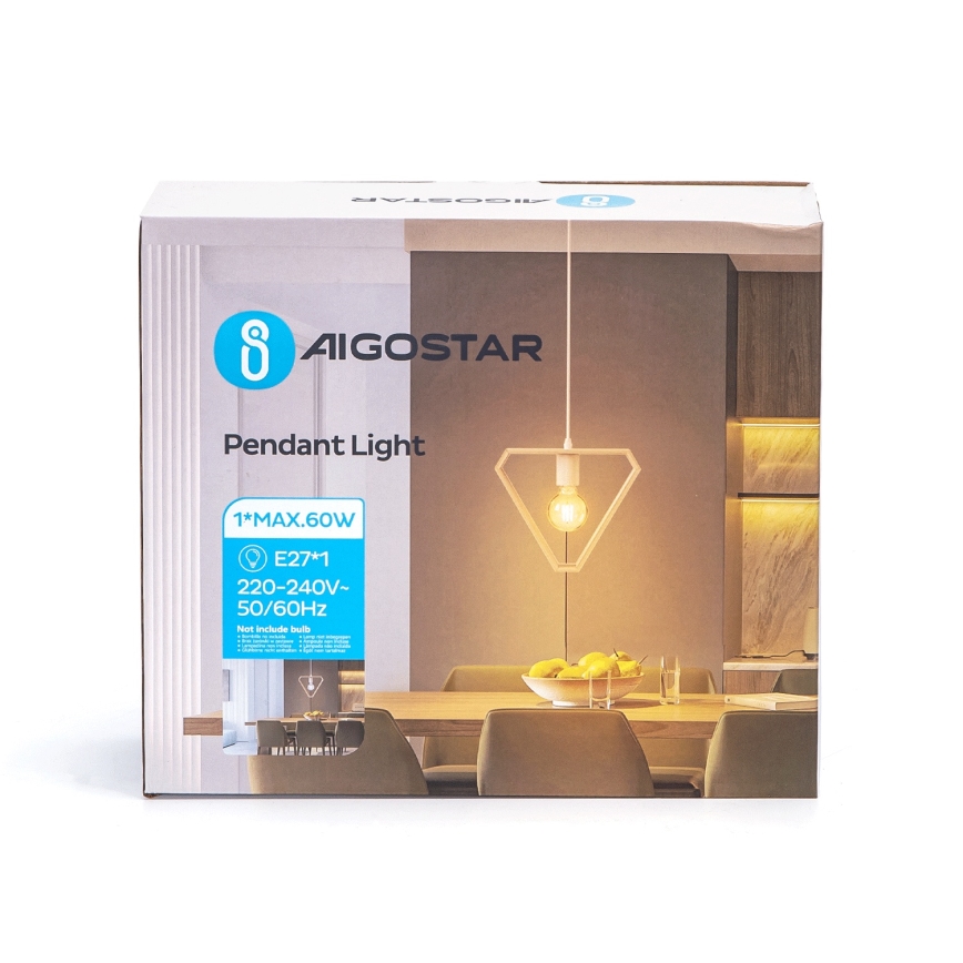 Aigostar - Pendel på ledning 1xE27/60W/230V beige