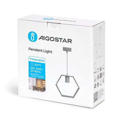 Aigostar - Pendellampe 1xE27/60W/230V beige