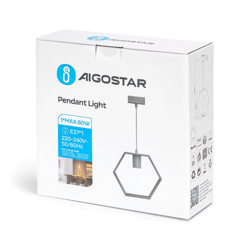 Aigostar - Pendellampe 1xE27/60W/230V beige