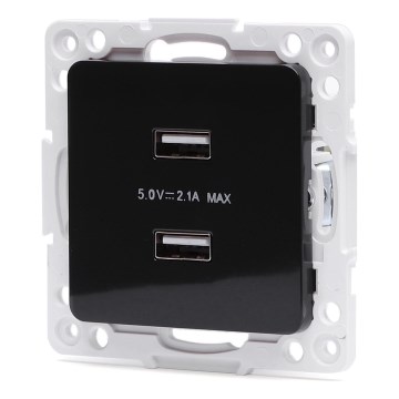 Aigostar - Rammefri USB-strømudtag 2x USB-A, sort