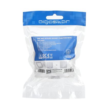 Aigostar - Rammeløs husholdningsstikkontakt SCHUKO 250V hvid