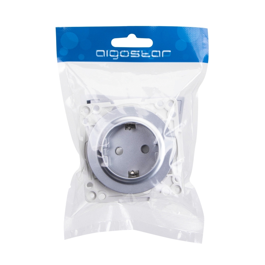 Aigostar - Rammeløs SCHUKO-stikkontakt 250 V/16 A, sølv