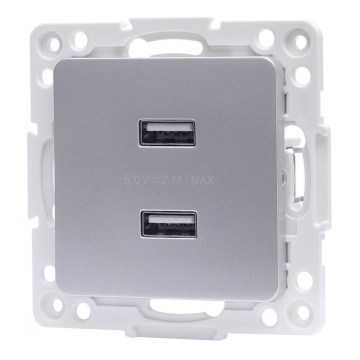 Aigostar - rammeløs USB-stikkontakt, 2x USB-A, sølv