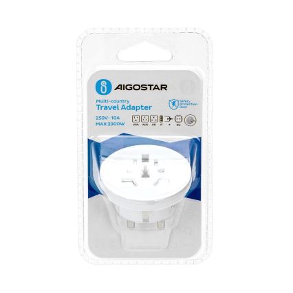 Aigostar - Rejseadapter til EU, hvid