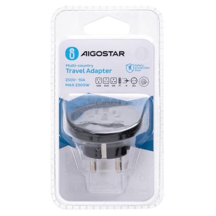 Aigostar - Rejseadapter til EU sort