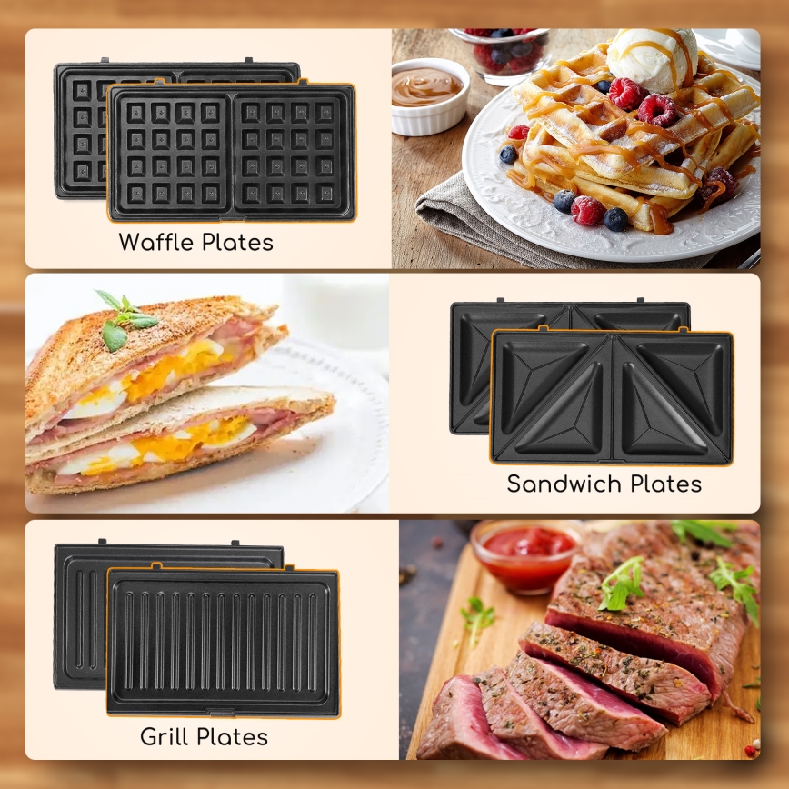 Aigostar - Sandwichmaskine 800W/230V sort