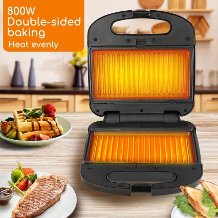 Aigostar - Sandwichmaskine 800W/230V sort