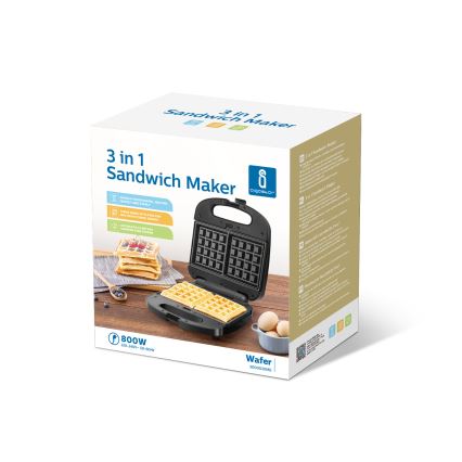 Aigostar - Sandwichmaskine 800W/230V sort