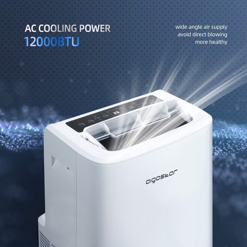 Aigostar - Smart bærbar klimaanlæg 1337W/230V 12000 BTU Wi-Fi hvid + fjernbetjening