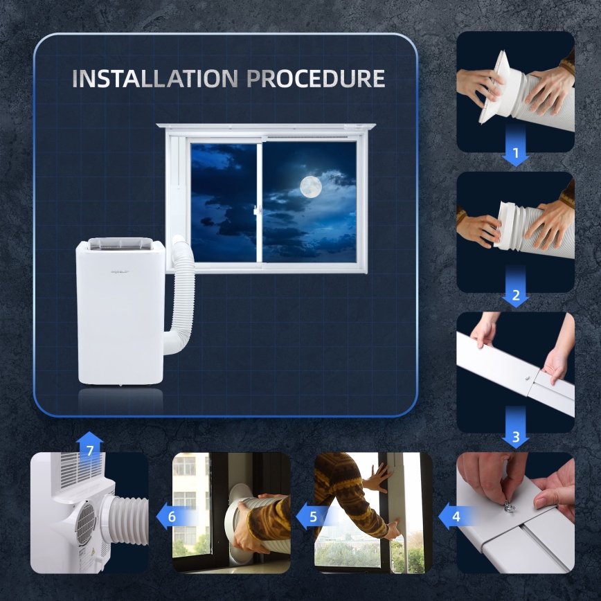 Aigostar - Smart bærbar klimaanlæg 1337W/230V 12000 BTU Wi-Fi hvid + fjernbetjening