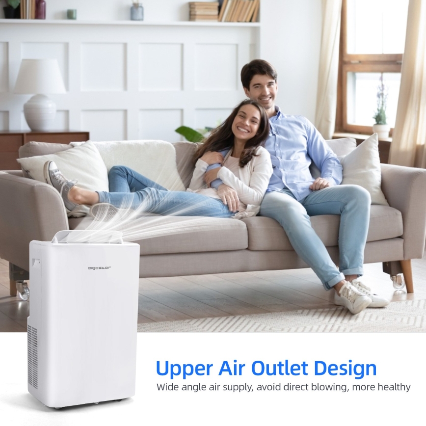 Aigostar - Smart bærbar klimaanlæg 1337W/230V 12000 BTU Wi-Fi hvid + fjernbetjening