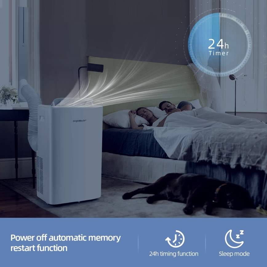 Aigostar - Smart bærbar klimaanlæg 1337W/230V 12000 BTU Wi-Fi hvid + fjernbetjening