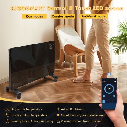 Aigostar - Smart elektrisk konvektor/elvarmer 2000W Wi-Fi