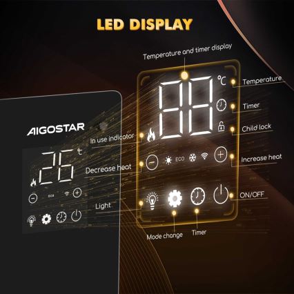 Aigostar - Smart elektrisk konvektor/elvarmer 2000W Wi-Fi