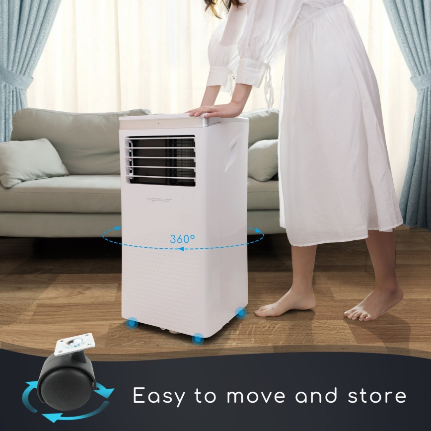 Aigostar - Smart bærbar klimaanlæg 3-i-1 1003W/230V 9000 BTU Wi‑Fi hvid + fjernbetjening