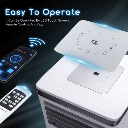Aigostar - Smart bærbar klimaanlæg 3-i-1 1003W/230V 9000 BTU Wi‑Fi hvid + fjernbetjening