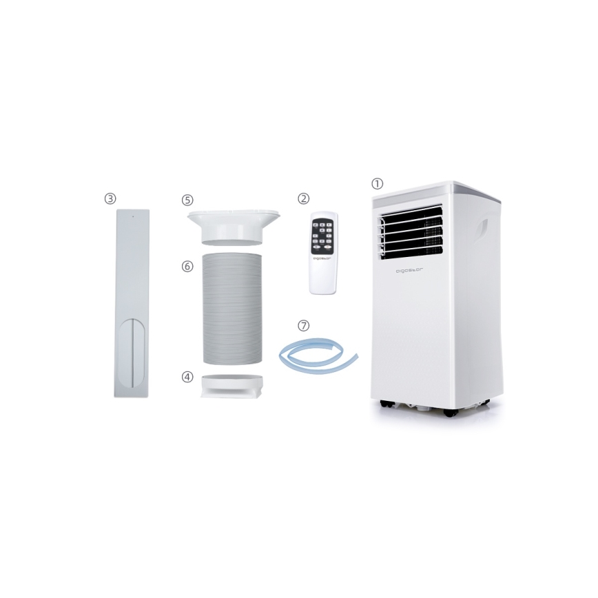 Aigostar - Smart bærbar klimaanlæg 3-i-1 1003W/230V 9000 BTU Wi‑Fi hvid + fjernbetjening