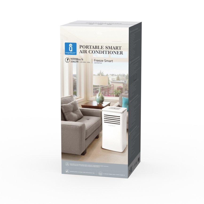 Aigostar - Smart bærbar klimaanlæg 3-i-1 1003W/230V 9000 BTU Wi‑Fi hvid + fjernbetjening