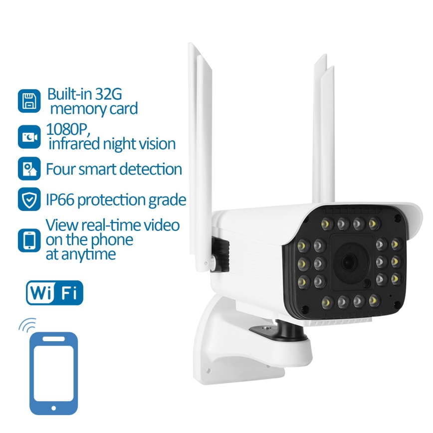 Aigostar - Smart udendørskamera 1080p 230V Wi-Fi IP66