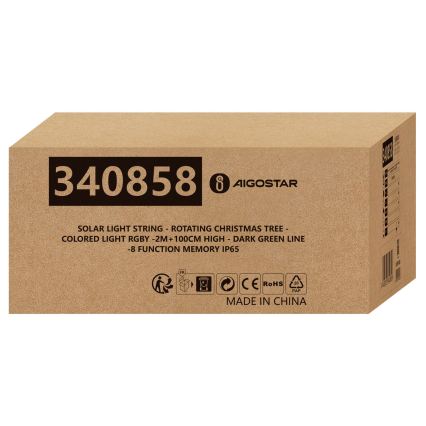 Aigostar - LED-solcelledrevet juledekoration LED/0,59 W/3,7 V 100 cm IP65 130 mAh multifarvet