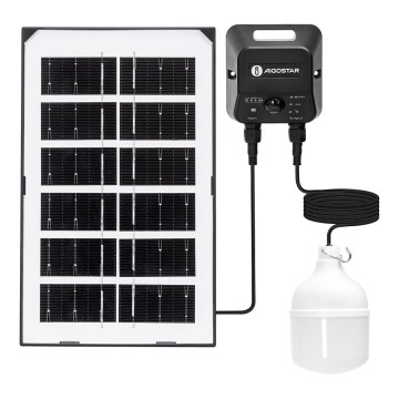 Aigostar - solcelledrevet LED-lysekrone med sensor LED/35W/12V 3000 mAh 6500K IP65 Ø 10 cm + fjernbetjening