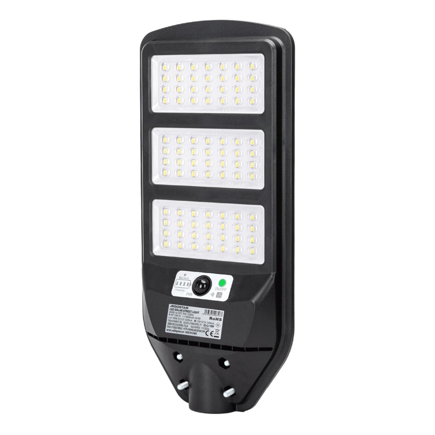 Aigostar - Soldrevet LED gadelampe med sensor LED/150W/3,2V 8000mAh IP65 6500K + fjernbetjening