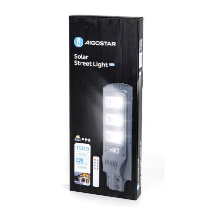 Aigostar - Soldrevet LED gadelampe med sensor LED/150W/3,2V IP65 6500K + fjernbetjening