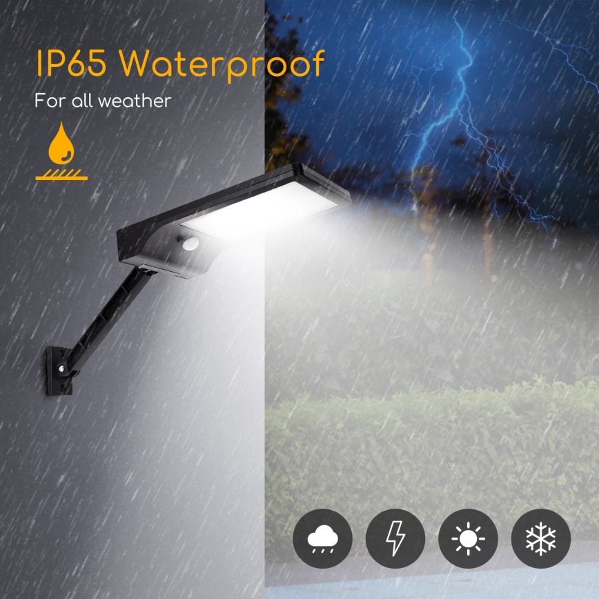 Aigostar - Soldrevet LED gadelampe med sensor LED/2,3W/5,5V 1800 mAh IP65