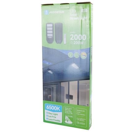 Aigostar - Soldrevet LED gadelampe med sensor LED/200W/3,2V 12000mAh IP65 6500K + fjernbetjening