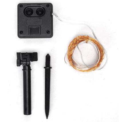 Aigostar - Soldrevet LED-julekæde 100xLED/8 funktioner 12 m 800 mAh IP65 varm hvid