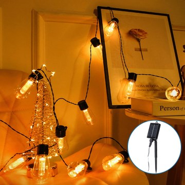 Aigostar - Soldrevet LED julekæde 10xLED/6,5 m IP65 varm hvid