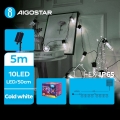 Aigostar - Soldrevet LED-julekæde 10xLED/8 funktioner 6,5 m IP65 kold hvid