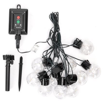 Aigostar - Soldrevet LED julekæde 10xLED/8 funktioner 6,5 m IP65 varm hvid