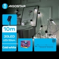 Aigostar - Soldrevet LED-julekæde 20xLED/8 funktioner 11,5 m 1200 mAh IP65 kold hvid