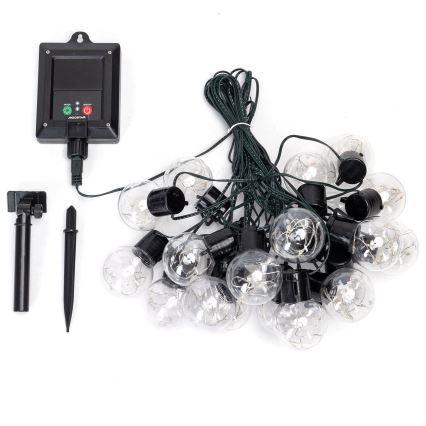 Aigostar - Soldrevet LED julekæde 20xLED/8 funktioner 11,5 m IP65 varm hvid