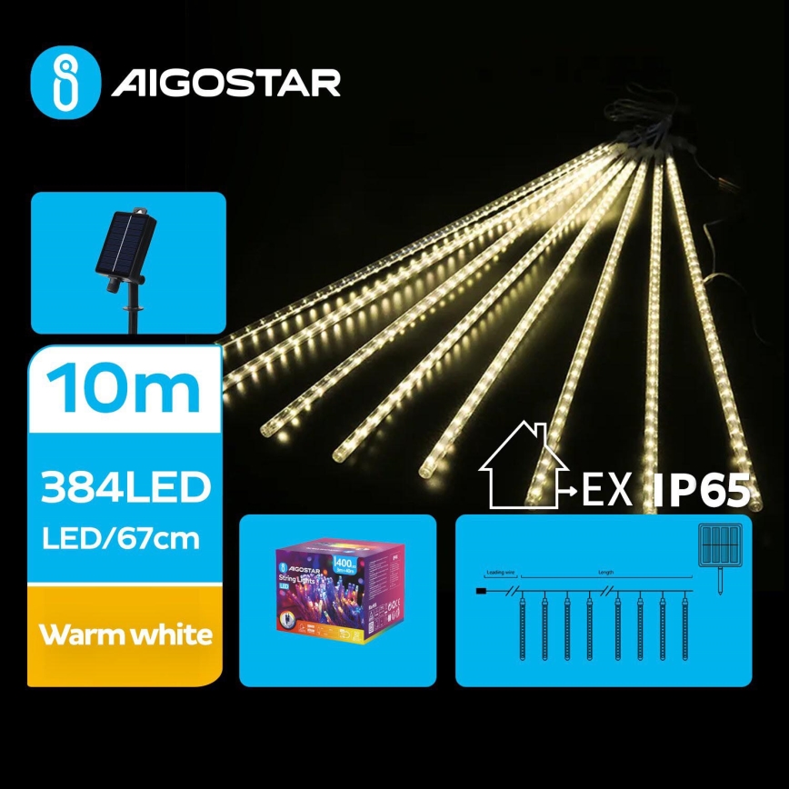 Aigostar - Soldrevet LED julekæde 384xLED/13 m IP65 varm hvid